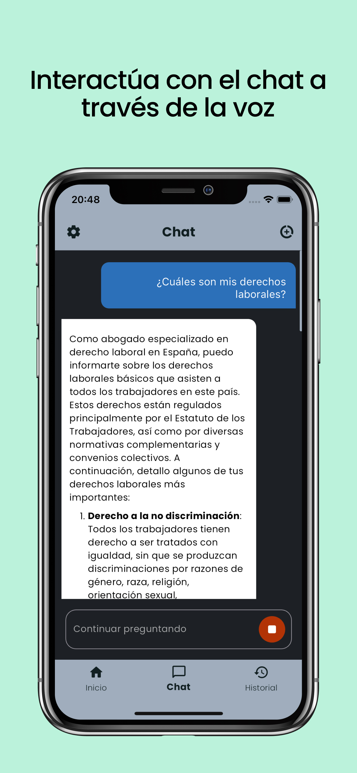 Interactúa con el chat a través de voz